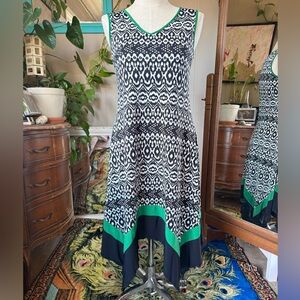 Perseption Concept Women Black And White/Green Trim Dress M